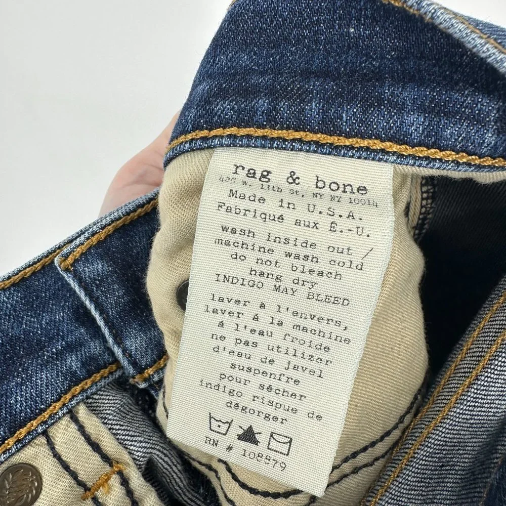 Rag & Bone Dre Low-Rise Slim Boyfriend Jeans Phoenix‎ Distressed Wash Size 25
